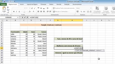 Excel Função Cont se Cont ses Aula 12 YouTube