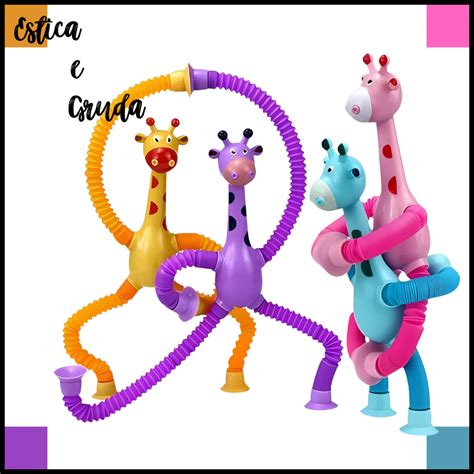 Brinquedo Do Girafas - Kit Girafas Estica e Gruda Zoo com Ventosa Brinquedo Infantil Anti ...