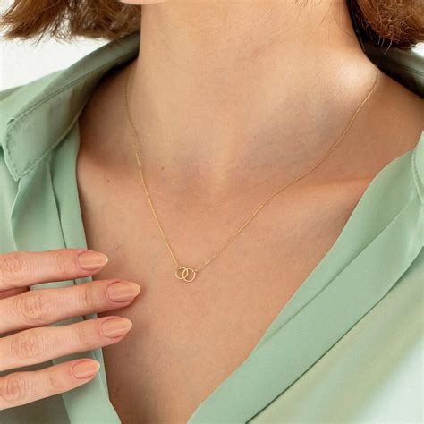 14k Solid Gold Interwined Circles Neclace For Women Link Etsy