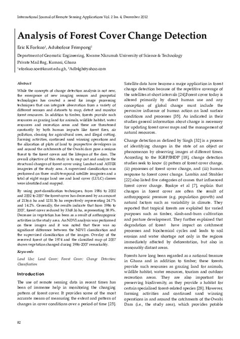 (PDF) Analysis of Forest Cover Change Detection