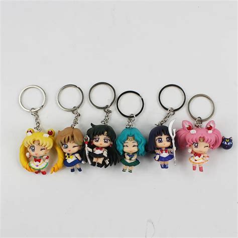 6pcs Lot 4cm Anime Sailor Moon Cartoon Keychains Pvc Action Figures