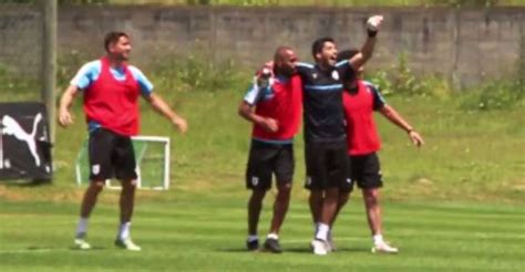 WATCH: Goalkeeper Luis Suarez scores during Uruguay training from a ...