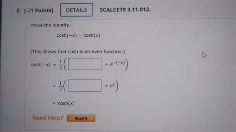 Solved Prove The Identity Cosh X Cosh X This Shows That Chegg