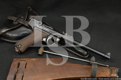 Wwi German Erfurt P08 Long Artillery Luger 9mm Semi Auto Pistol 1914