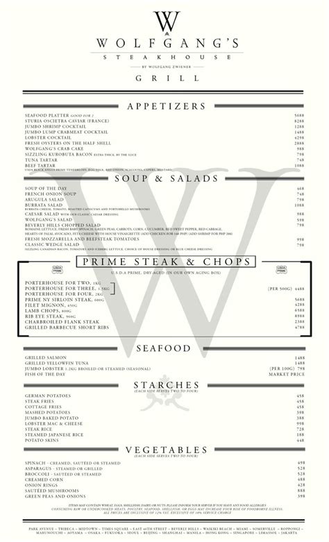 Wolfgang S Steakhouse Grill Menu Clickthecity Food Drink