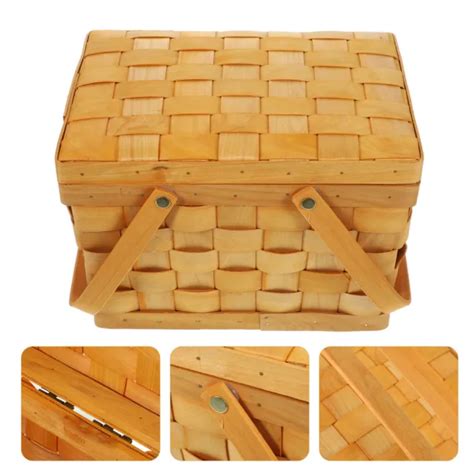 PANIER DE PIQUE NIQUE En Bois Osier Portable Paniers Rangement