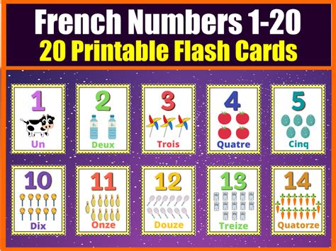 French Numbers Flash Cards For Early Years To Learn Numbers Practice