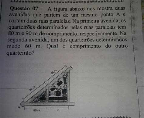 VALE 20 PONTOS A Figura Abaixo Nos Mostra Duas Avenidas Que Partem De