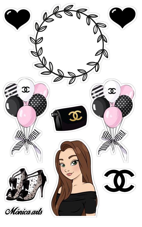 Topper De Bolo Chanel Manualidades Imprimibles Para Fiestas Gratis