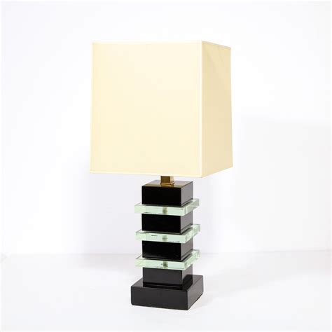 Art Deco Machine Age Skyscraper Style Lamp In Black Lacquer — High