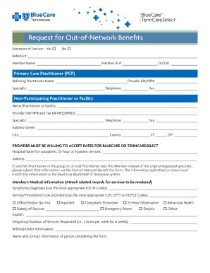 Fillable Online Provider Forms Bluecare Tennessee Fax Email Print