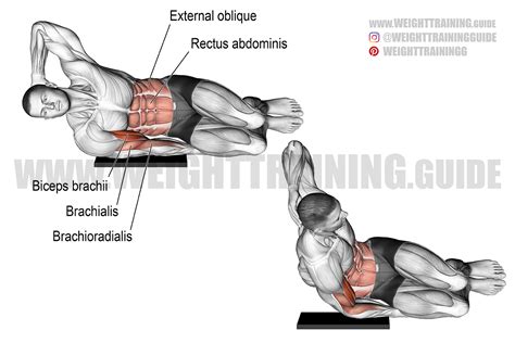 Side-lying biceps bodyweight curl exercise instructions and video