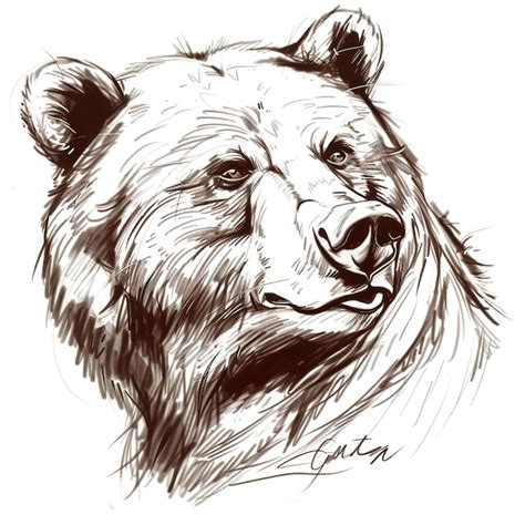 Premium Photo | A drawing of a bear with a brown face and a brown nose