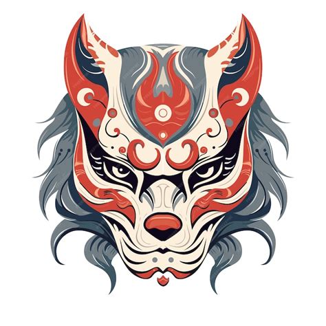 Premium Vector | Japanese mask with a Wolf face