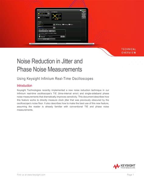 Noise Reduction In Jitter And Phase Noise Measurements Pdf Asset Page