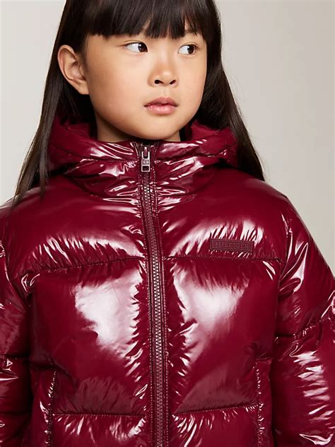 Shop Red Glossy Relaxed Puffer Jacket Tommy Hilfiger