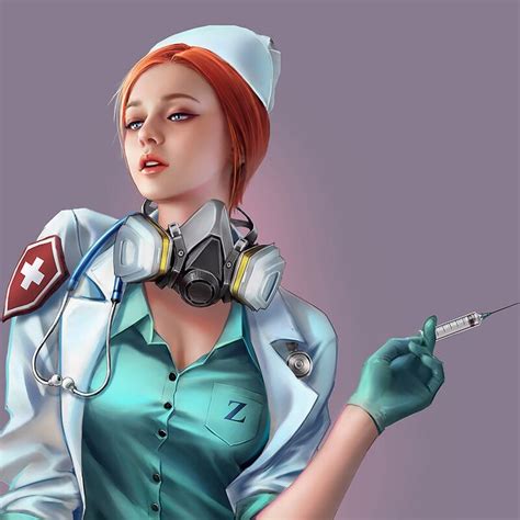 Artstation Nurse Shuhang Ye Color De Pelo Pelirrojo Dibujos De