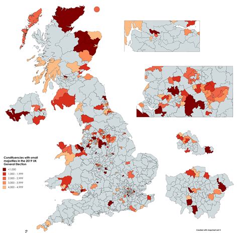 Constituencies With Majorities Smaller Than 5 000 In The 2019 Uk General Election R Ukpolitics