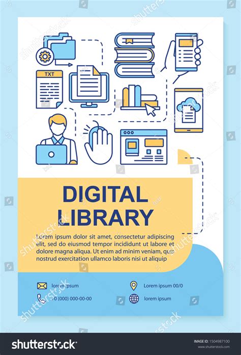 Digital Library Poster Template Layout Banner เวกเตอร์สต็อก ปลอดค่า