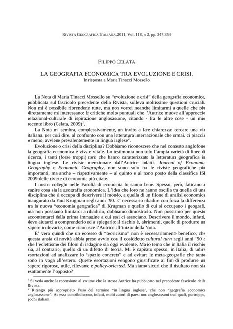 Pdf La Geografia Economica Tra Evoluzione E Crisi Pdf Filela