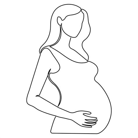 Premium Vector | Pregnant woman continuous one line art drawing and