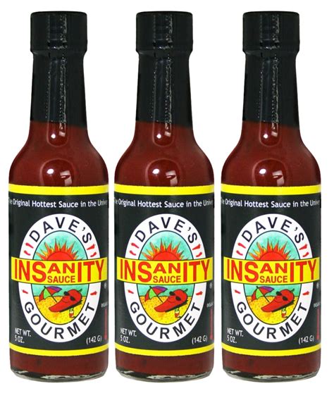 Dave S Gourmet Insanity Hot Sauce The Original Hottest Sauce In The World 5 Ounce Pack Of 3