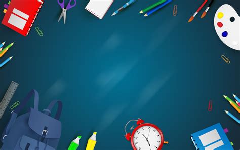 welcome back to school background template. school supplies on blue background 5964663 Vector ...