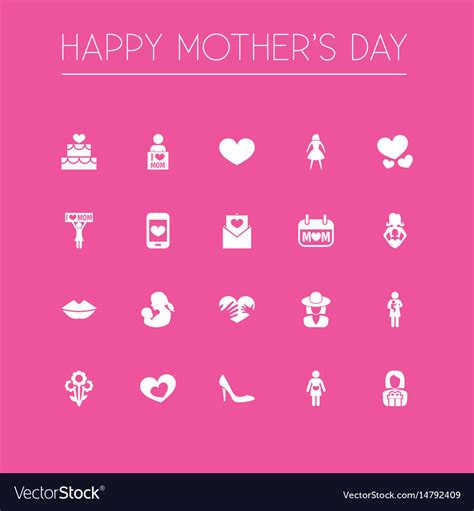 Mothers Day Icon Design Concept Set Of 20 Vector Image