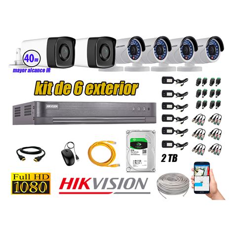 Ripley HIKVISION CÁMARAS DE SEGURIDAD KIT 6 EXTERIOR FULL HD 1080P