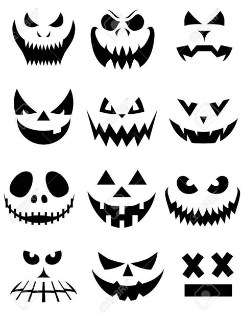 Halloween Pumpkins And Jack O Lantern Faces With Different Designs On