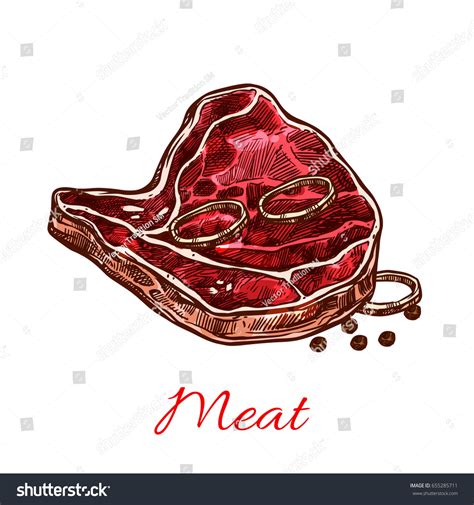 Vektor Stok Meat Steak Ribey Tbone Icon Butchery Tanpa Royalti