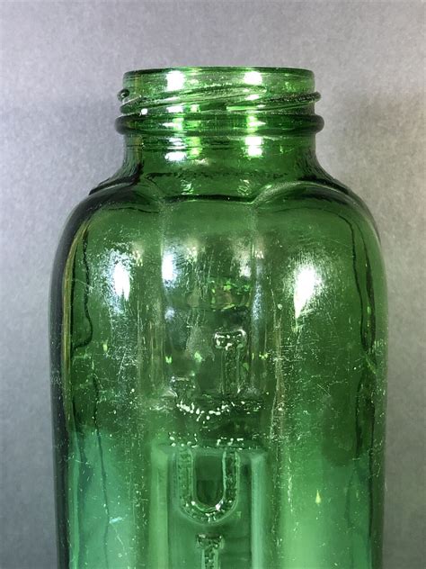 Vintage Green Glass Water Juice 40 Oz Jar Embossed No Lid Ebay