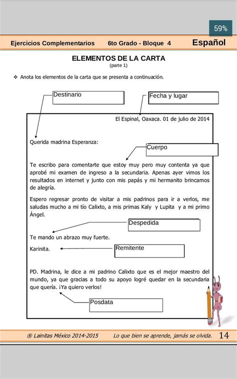 ELEMENTOS DE LA CARTA PARTE 1 Anota Lo Elementos De La Carta Que Se