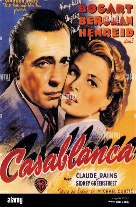 Casablanca Poster For 1942 Warner Film With Ingrid Bergman And Stock