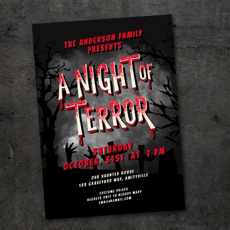 Horror Movie Poster Adult Halloween Party Invite Zazzle
