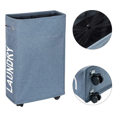 Chrislley Slim Rolling Laundry Hamper With Wheels Narrow