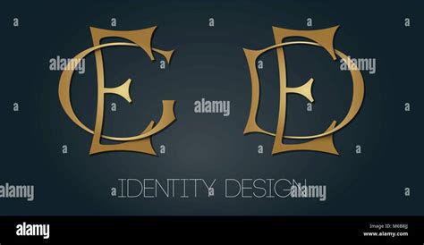 Conjunto De Dos Elegantes Monogramas Con Letras Doradas Y De Eg Sobre