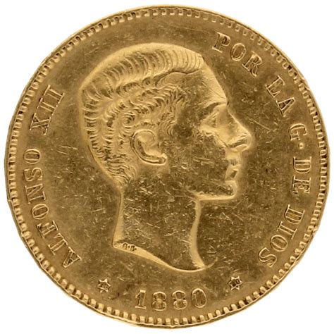 Moneda Alfonso XII 25 Pesetas Oro 1880 8 04 G Andorrano