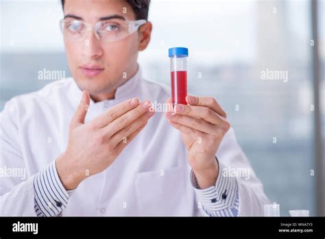 Man Doctor Checking Blood Samples In Lab Stock Photo Alamy