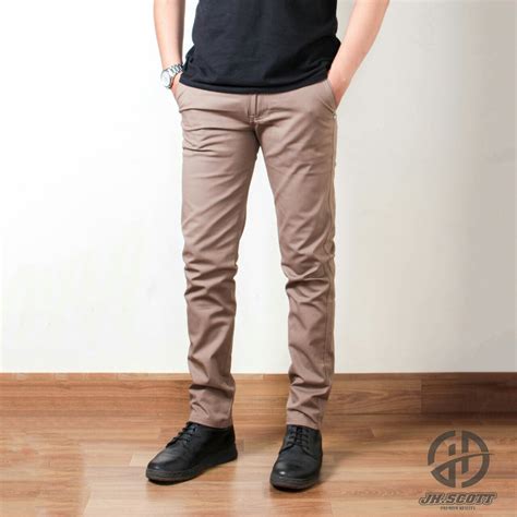 Jual Celana Panjang Reguler Chino Cino Chinos Pria Cowok Standar Krem