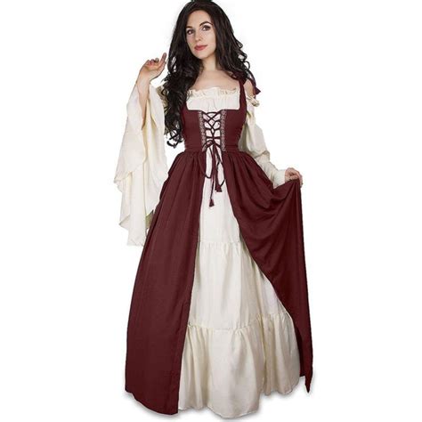 Medieval Renaissance Princess Dress Cos Costume Halloween Square Neck