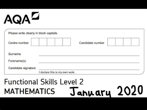 Functional Skills Maths L2 Jan2020 AQA YouTube