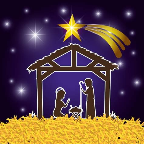 Premium Vector Silhouette Manger Merry Christmas Design