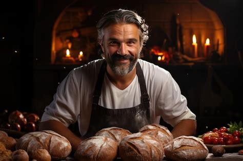 Premium Ai Image A Professional Baker Bakes Beautiful Bread