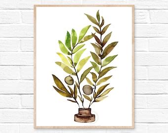 Olive Branch Watercolor Painting Original Watercolor Olive - Etsy