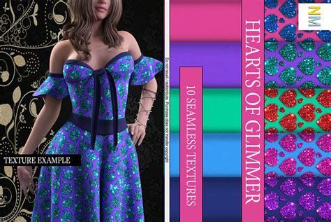 Second Life Marketplace Hearts Of Glimmer Matchup Kit 10 Seamless Fabric Textures Nm Glitter