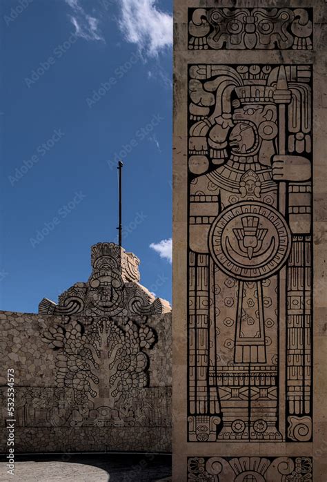 Traffic Circle Sculpture Monumento A La Patria In Merida City Mexico