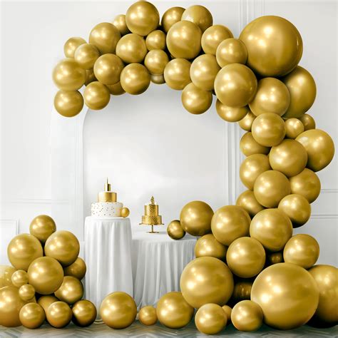 Katchon Gold Balloon Arch Kit Pack Of 100 Different Sizes Gold