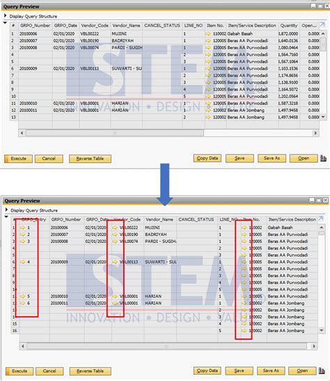 Custom Report Penambahan Tanda Panah Kuning Pada Query Sap Business