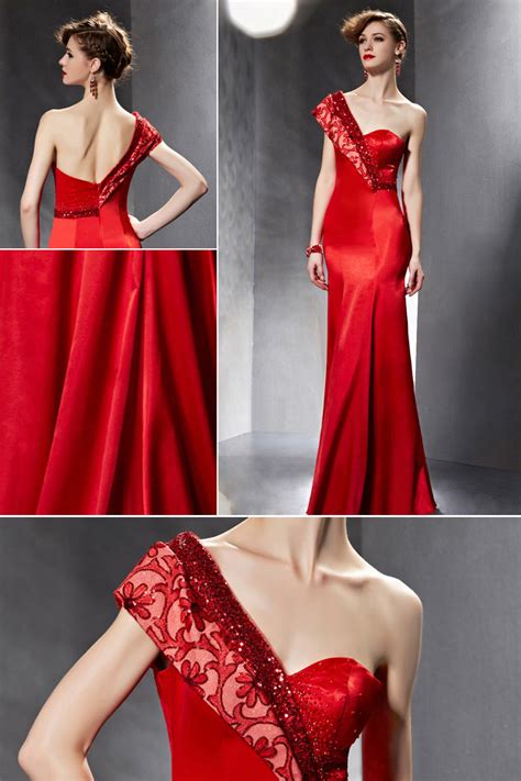 Robe De Soirée Sirène Rouge Paillettes à Seule Mancheron Jmrouge Fr